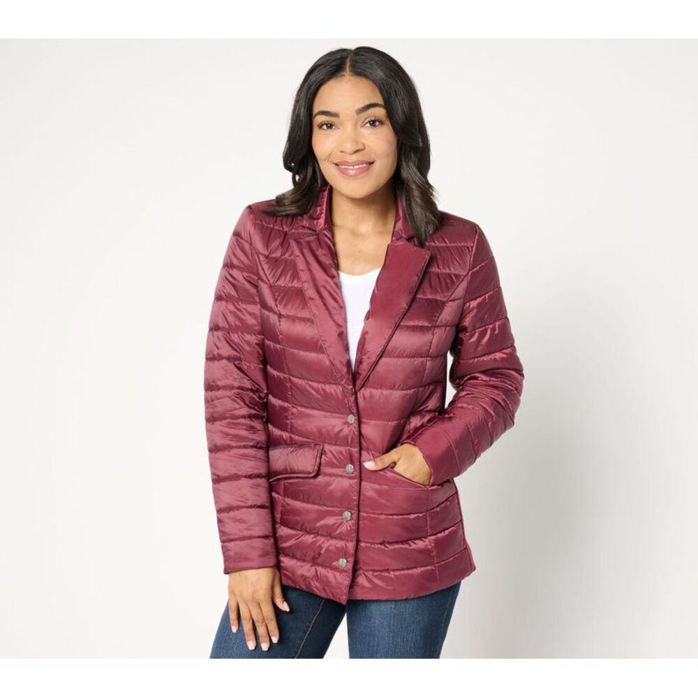 Susan Graver Women's Plus Sz Jacket 1X Quilted Blazer JacketPrints & Pink